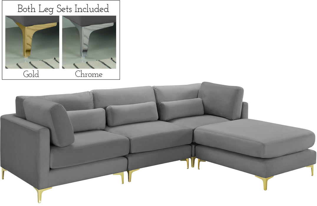 Julia Grey Velvet Modular Sectional (4 Boxes) - Just Furniture (PA) - Multi Location