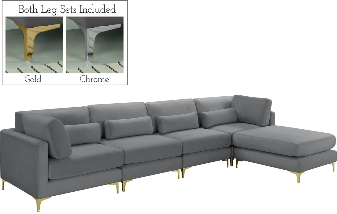 Julia Grey Velvet Modular Sectional (5 Boxes) - Just Furniture (PA) - Multi Location