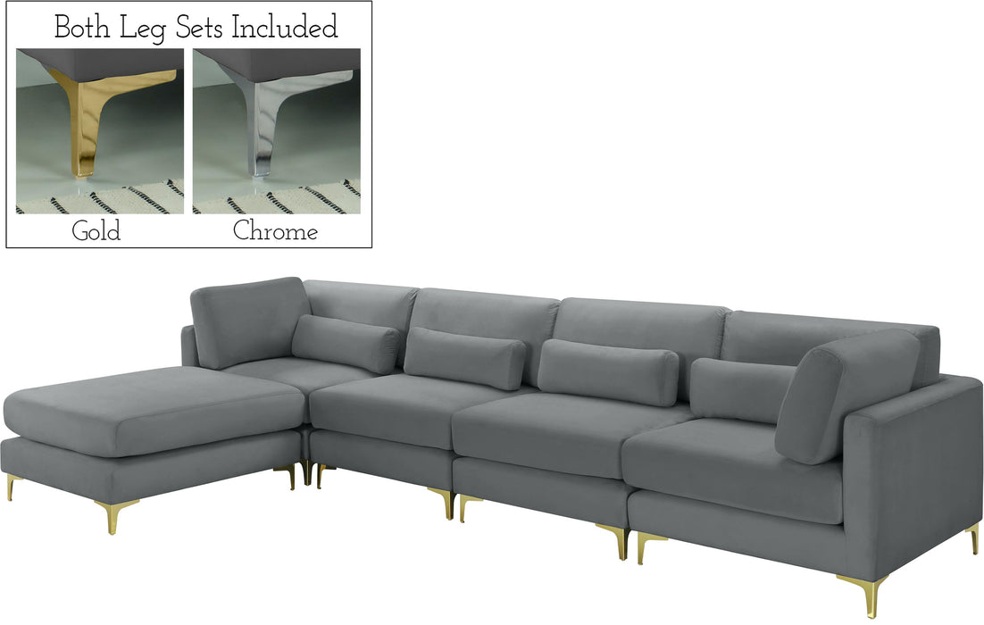 Julia Grey Velvet Modular Sectional (5 Boxes) - Just Furniture (PA) - Multi Location