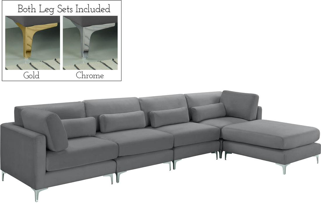 Julia Grey Velvet Modular Sectional (5 Boxes) - Just Furniture (PA) - Multi Location