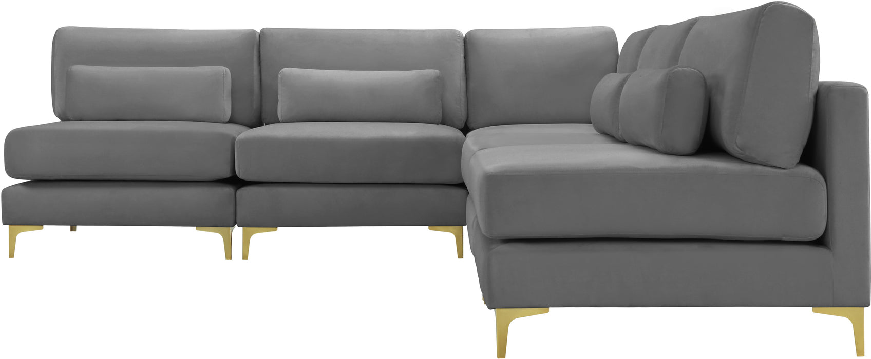 Julia Grey Velvet Modular Sectional (5 Boxes) - Just Furniture (PA) - Multi Location