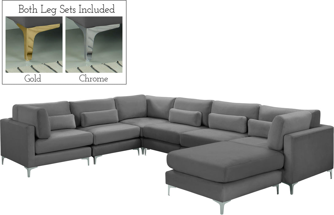 Julia Grey Velvet Modular Sectional (7 Boxes) - Just Furniture (PA) - Multi Location