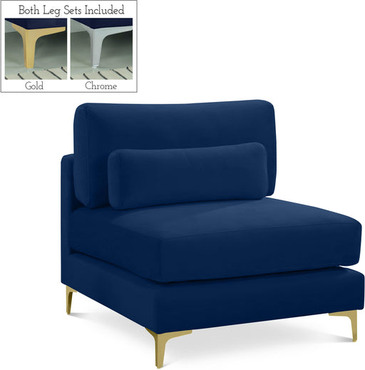 Julia Navy Velvet Modular Armless Chair - Just Furniture (PA) - Multi Location
