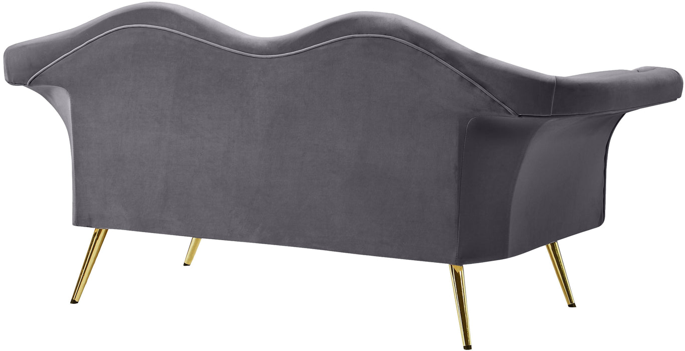 Lips Grey Velvet Loveseat - Just Furniture (PA) - Multi Location