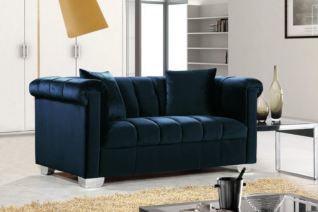 Kayla Navy Velvet Loveseat - Just Furniture (PA) - Multi Location