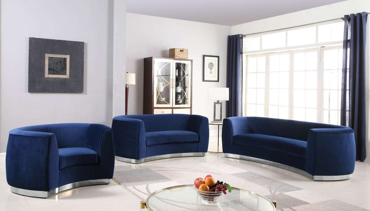 Julian Navy Velvet Loveseat - Just Furniture (PA) - Multi Location