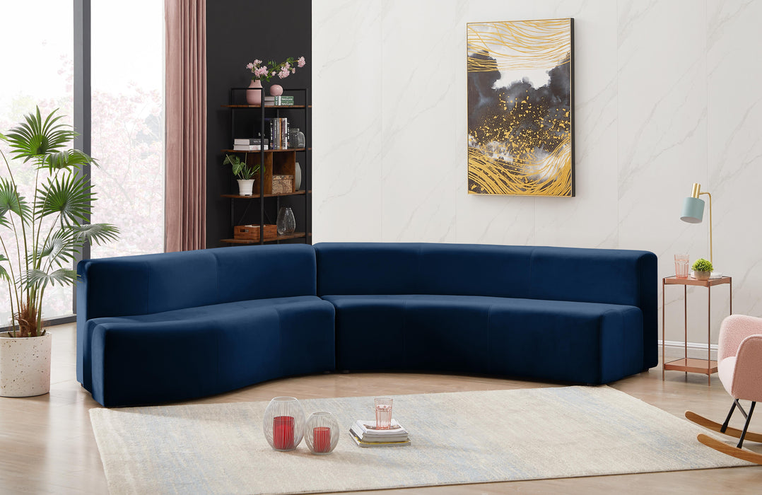 Curl Navy Velvet 2pc. Sectional - Just Furniture (PA) - Multi Location