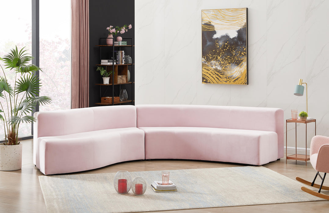 Curl Pink Velvet 2pc. Sectional - Just Furniture (PA) - Multi Location