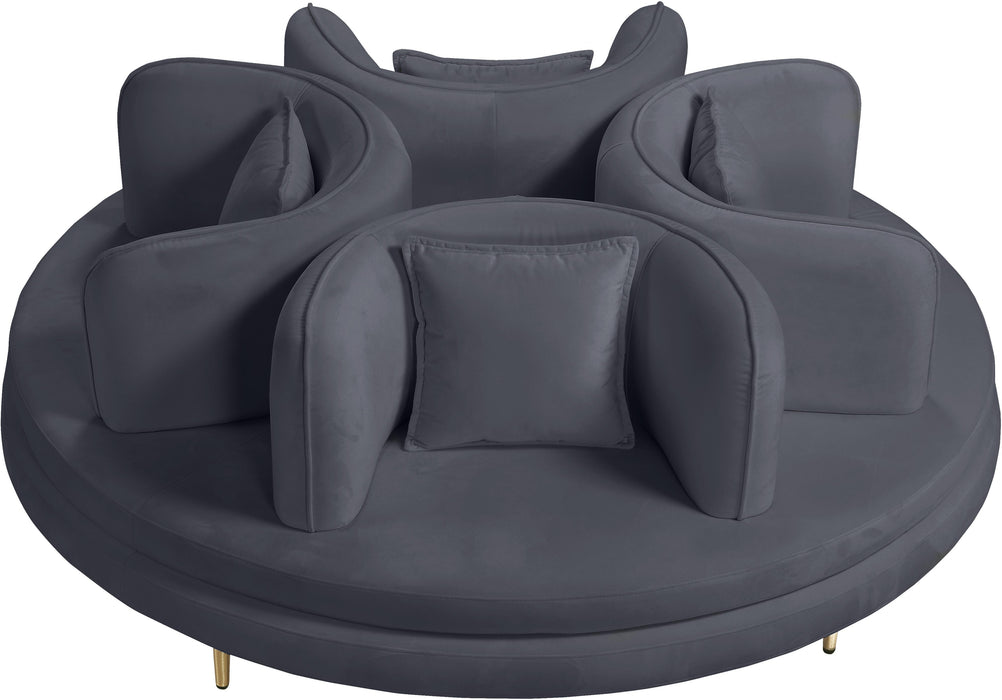 Circlet Grey Velvet Round Sofa Settee - Just Furniture (PA) - Multi Location