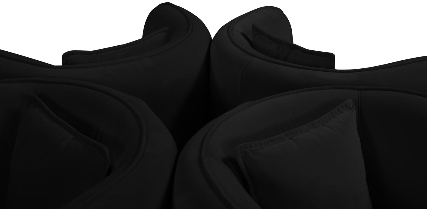 Circlet Black Velvet Round Sofa Settee - Just Furniture (PA) - Multi Location