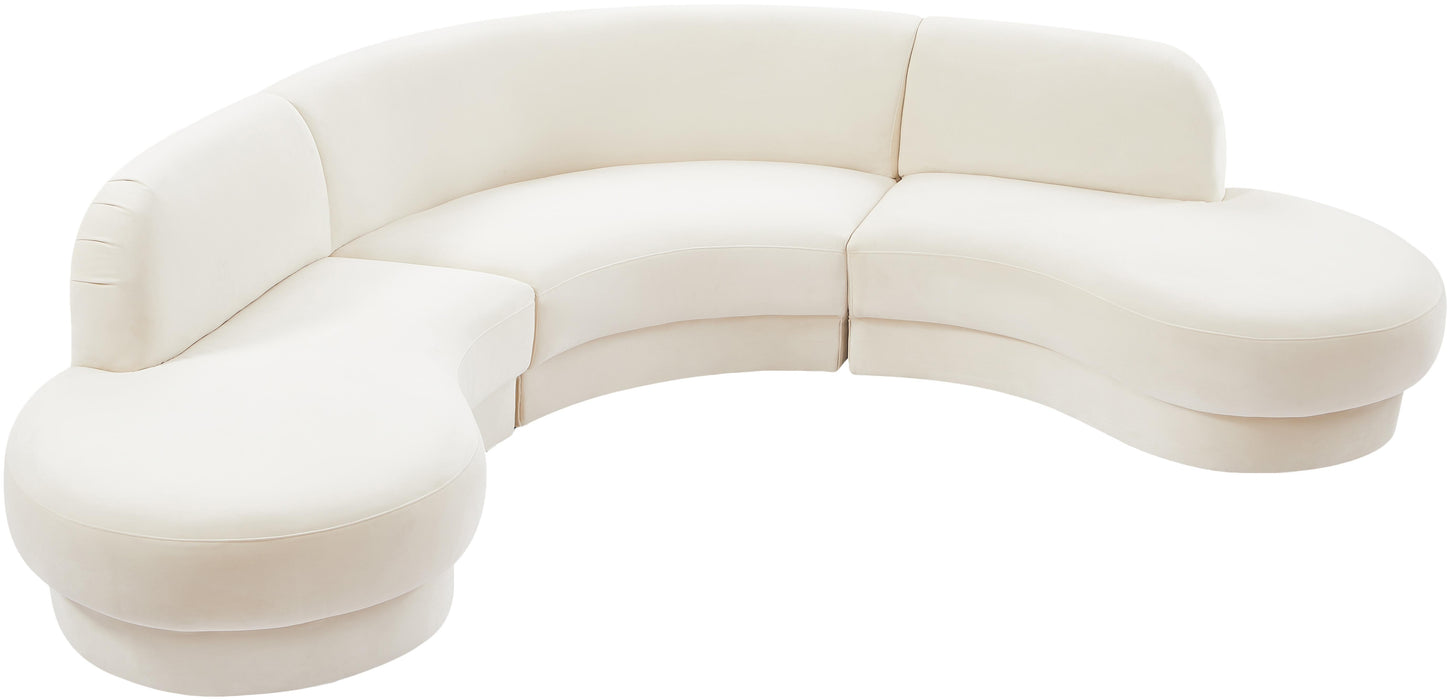 Rosa Cream Velvet 3pc. Sectional (3 Boxes) - Just Furniture (PA) - Multi Location
