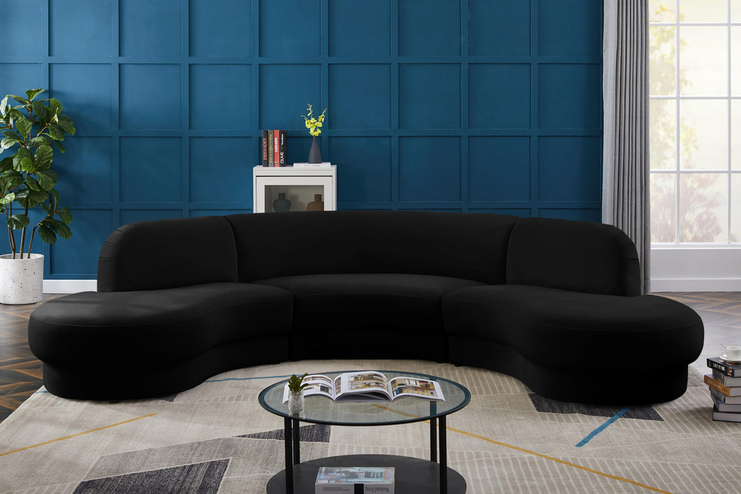 Rosa Black Velvet 3pc. Sectional (3 Boxes) - Just Furniture (PA) - Multi Location