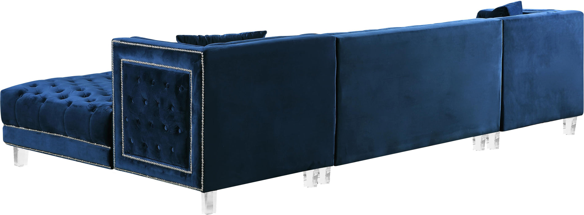 Moda Navy Velvet 3pc. Sectional - Just Furniture (PA) - Multi Location