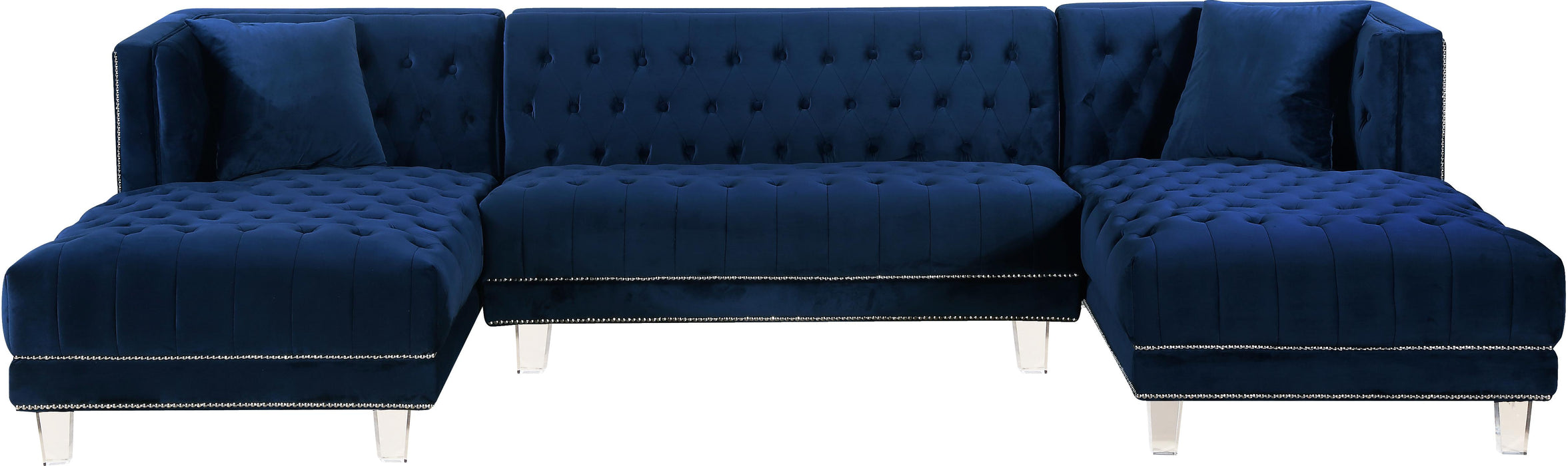 Moda Navy Velvet 3pc. Sectional - Just Furniture (PA) - Multi Location