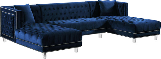 Moda Navy Velvet 3pc. Sectional - Just Furniture (PA) - Multi Location