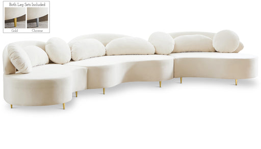 Vivacious Cream Velvet 3pc. Sectional (3 Boxes) - Just Furniture (PA) - Multi Location