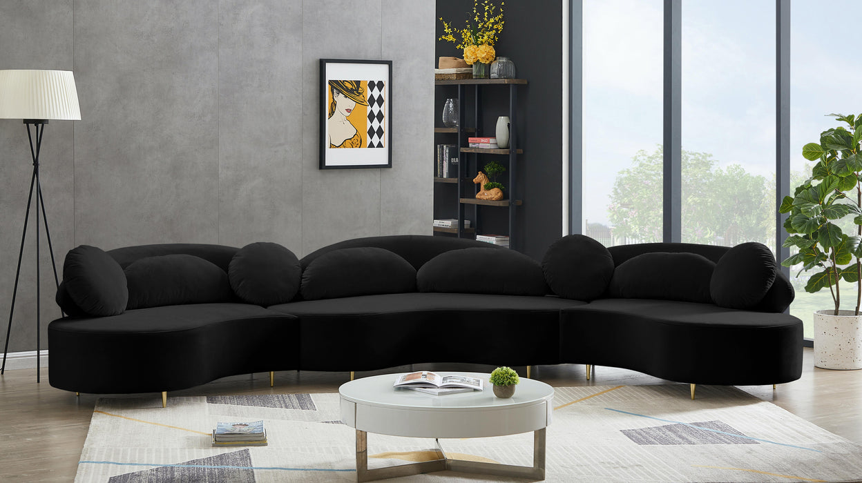 Vivacious Black Velvet 3pc. Sectional (3 Boxes) - Just Furniture (PA) - Multi Location