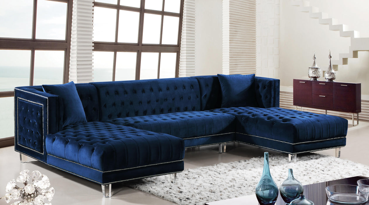Moda Navy Velvet 3pc. Sectional - Just Furniture (PA) - Multi Location