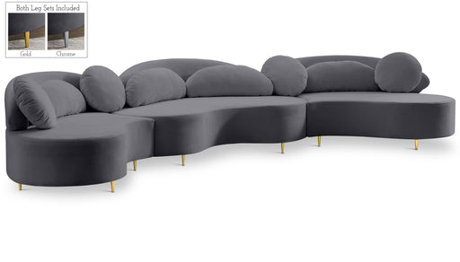 Vivacious Grey Velvet 3pc. Sectional (3 Boxes) - Just Furniture (PA) - Multi Location