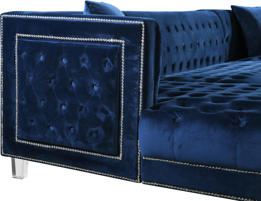 Moda Navy Velvet 3pc. Sectional - Just Furniture (PA) - Multi Location