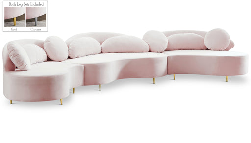 Vivacious Pink Velvet 3pc. Sectional (3 Boxes) - Just Furniture (PA) - Multi Location