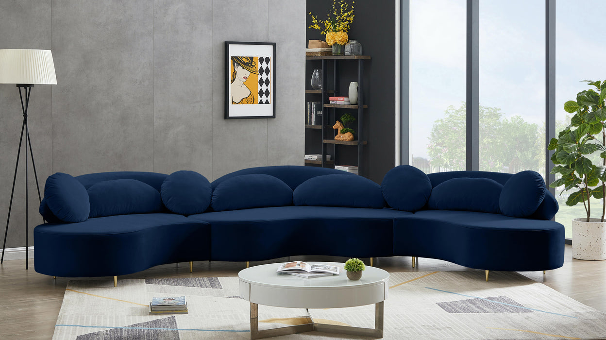 Vivacious Navy Velvet 3pc. Sectional (3 Boxes) - Just Furniture (PA) - Multi Location