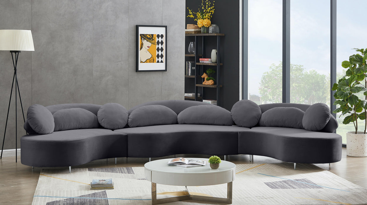 Vivacious Grey Velvet 3pc. Sectional (3 Boxes) - Just Furniture (PA) - Multi Location