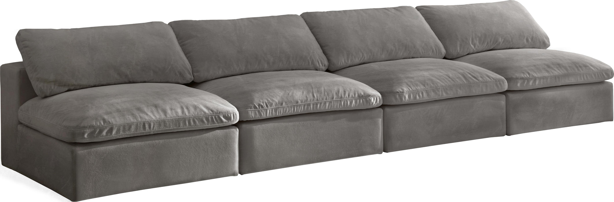 Cozy Grey Velvet Cloud Modular Armless Sofa - Just Furniture (PA) - Multi Location