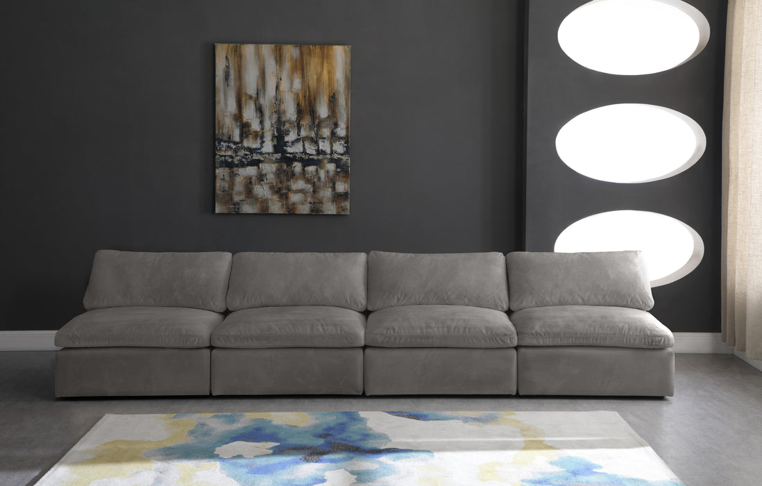 Cozy Grey Velvet Cloud Modular Armless Sofa - Just Furniture (PA) - Multi Location