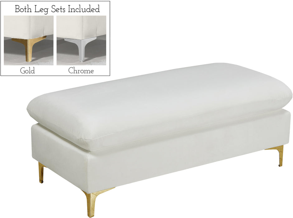 Naomi Cream Velvet Ottoman - Just Furniture (PA) - Multi Location