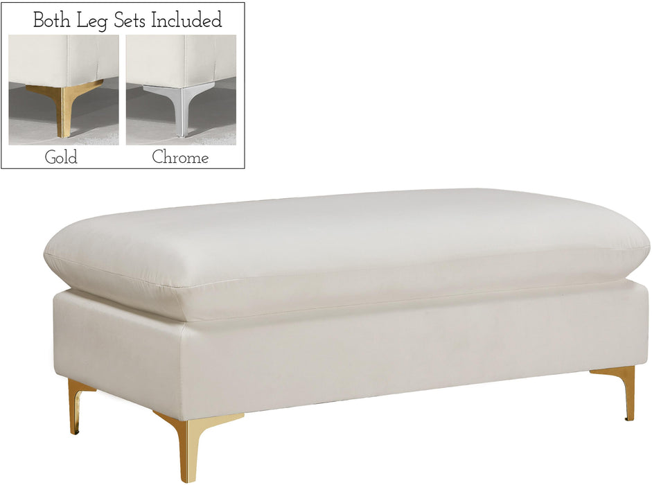 Naomi Cream Velvet Ottoman - Just Furniture (PA) - Multi Location