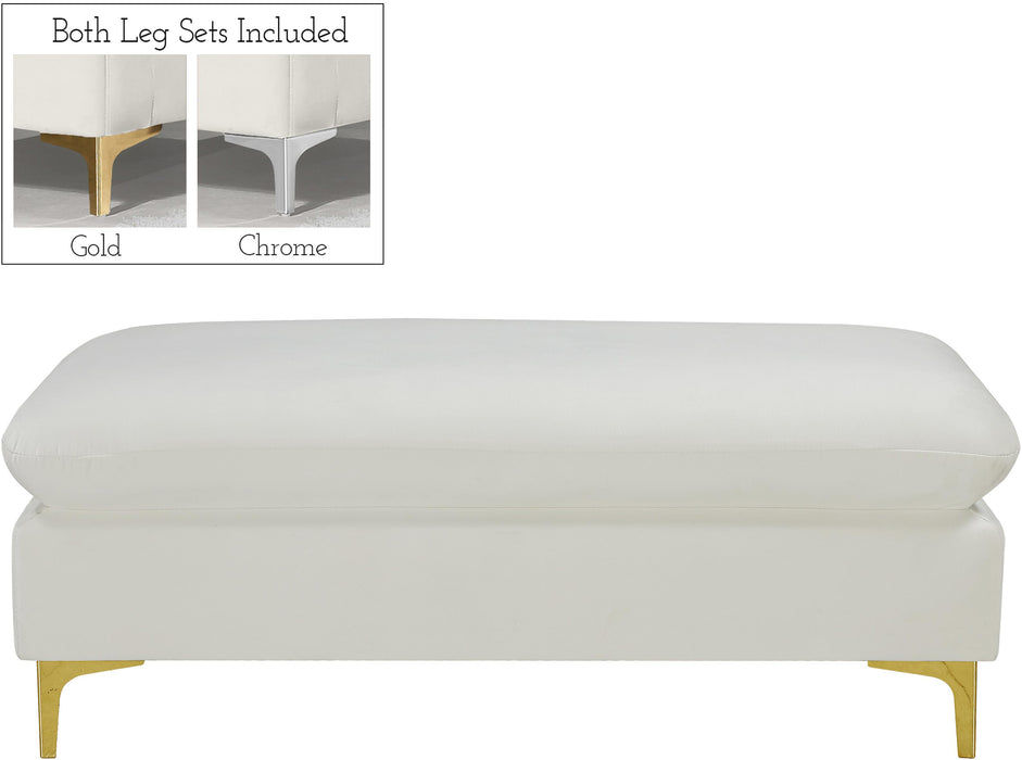 Naomi Cream Velvet Ottoman - Just Furniture (PA) - Multi Location
