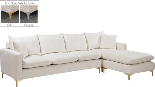 Naomi Cream Velvet 2pc. Reversible Sectional - Just Furniture (PA) - Multi Location