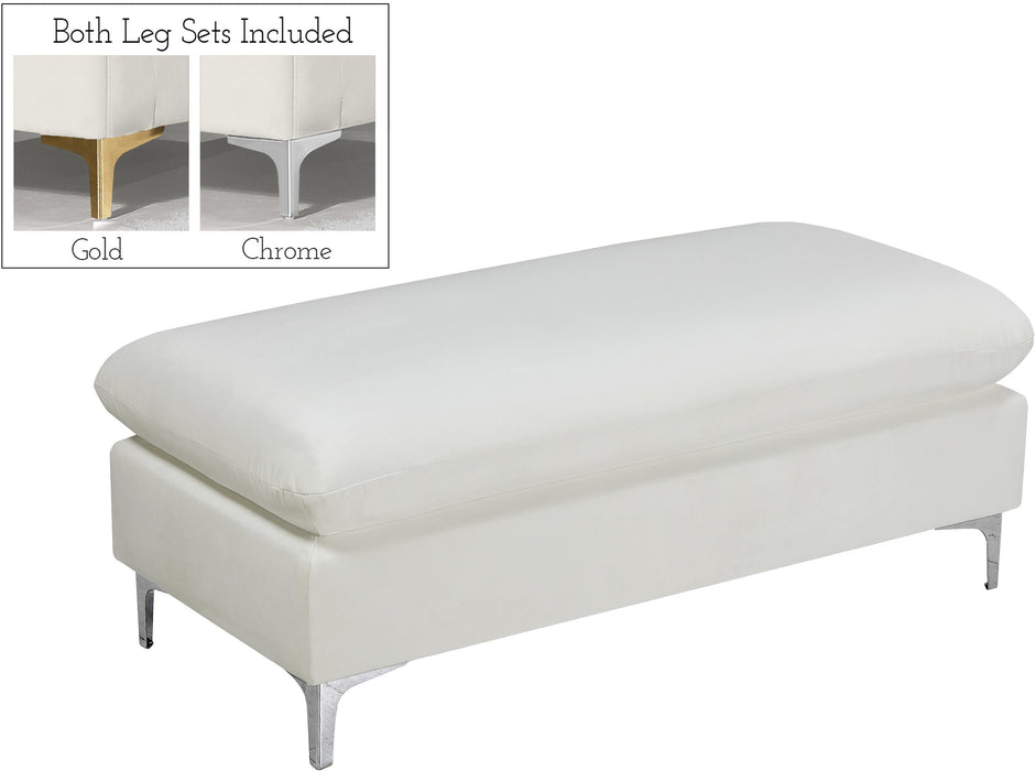 Naomi Cream Velvet Ottoman - Just Furniture (PA) - Multi Location