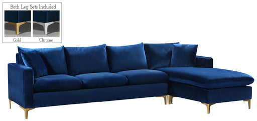 Naomi Navy Velvet 2pc. Reversible Sectional - Just Furniture (PA) - Multi Location