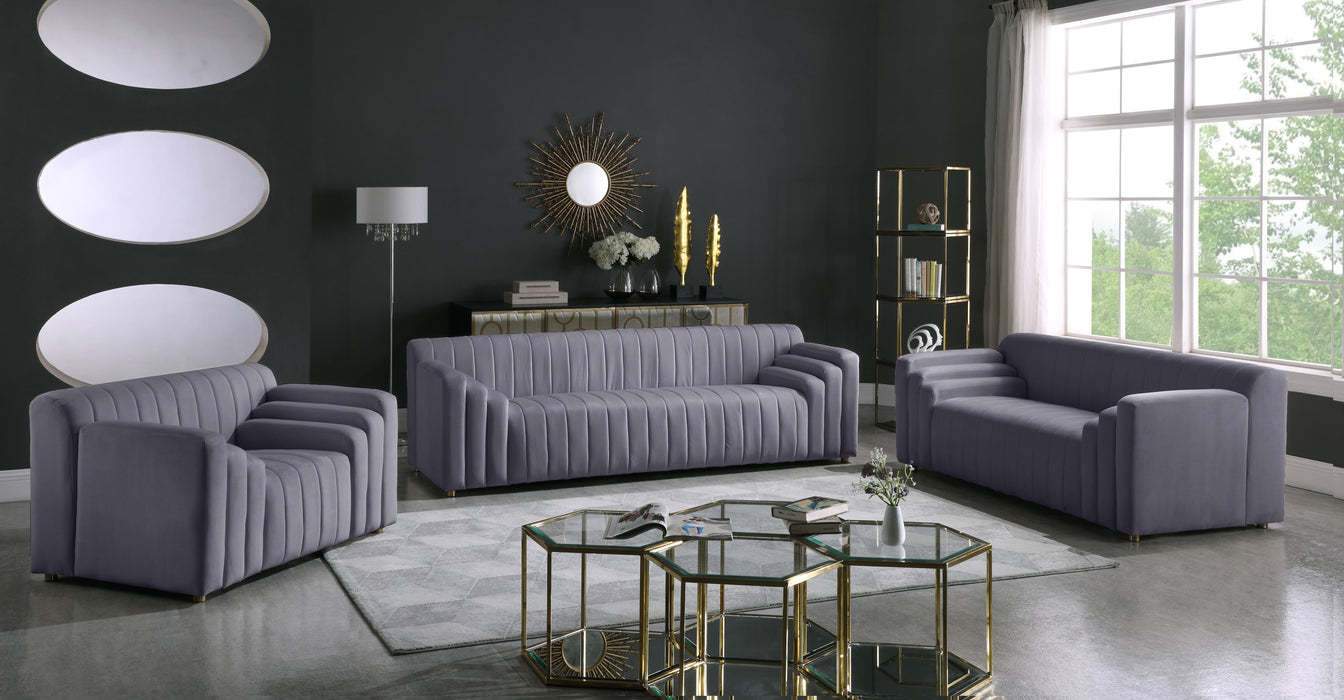 Naya Grey Velvet Chair - Just Furniture (PA) - Multi Location