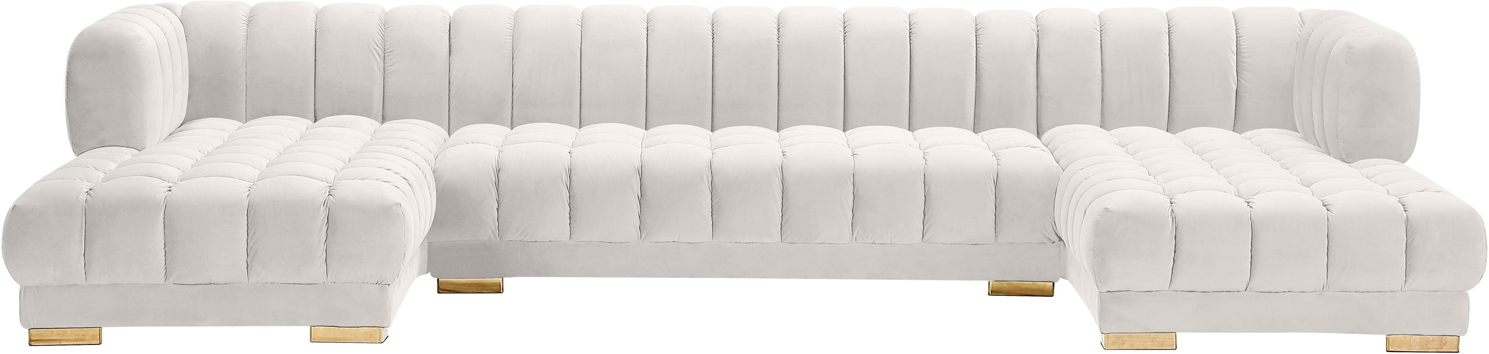 Gwen Cream Velvet 3pc. Sectional (3 Boxes) - Just Furniture (PA) - Multi Location