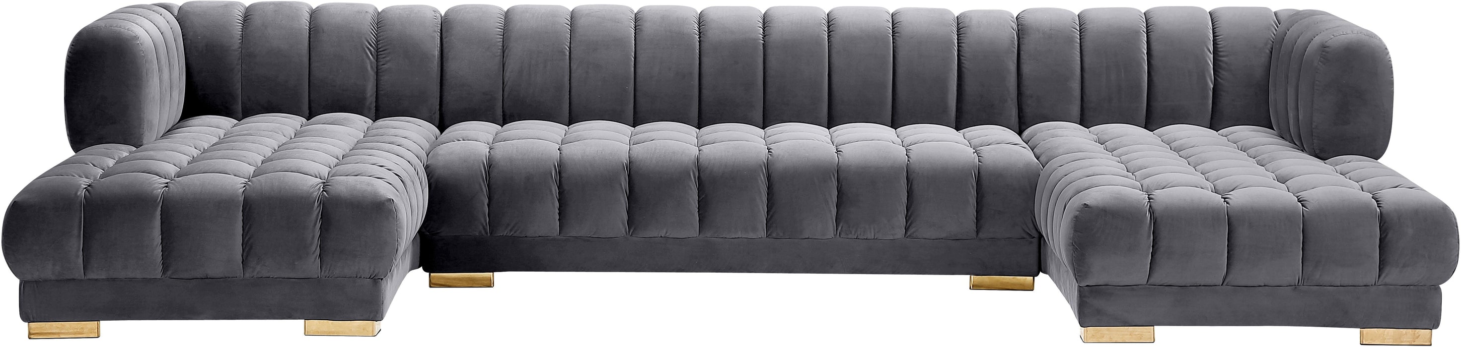 Gwen Grey Velvet 3pc. Sectional (3 Boxes) - Just Furniture (PA) - Multi Location