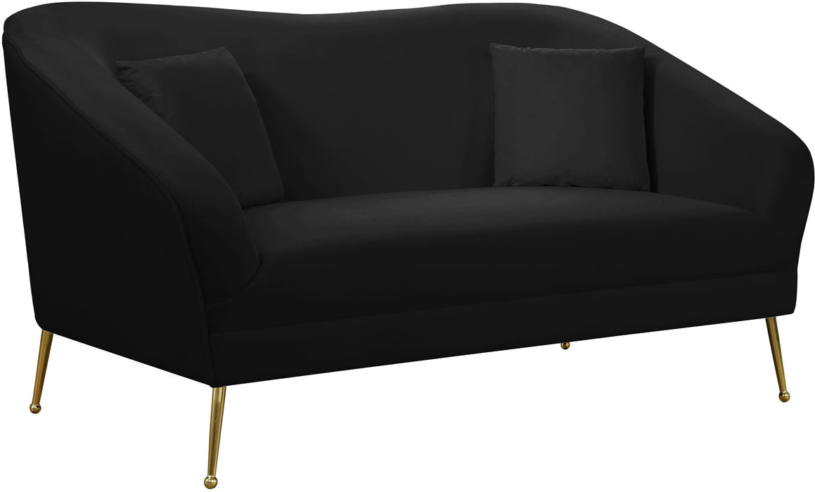 Hermosa Black Velvet Loveseat - Just Furniture (PA) - Multi Location