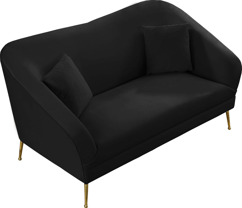 Hermosa Black Velvet Loveseat - Just Furniture (PA) - Multi Location