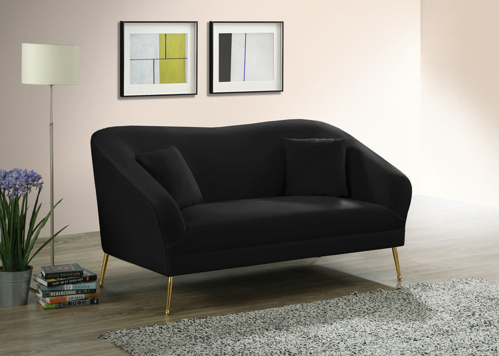 Hermosa Black Velvet Loveseat - Just Furniture (PA) - Multi Location