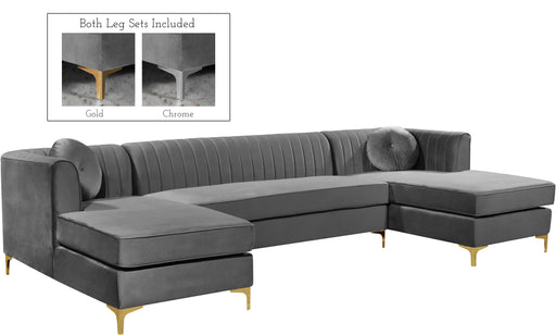 Graham Grey Velvet 3pc. Sectional - Just Furniture (PA) - Multi Location