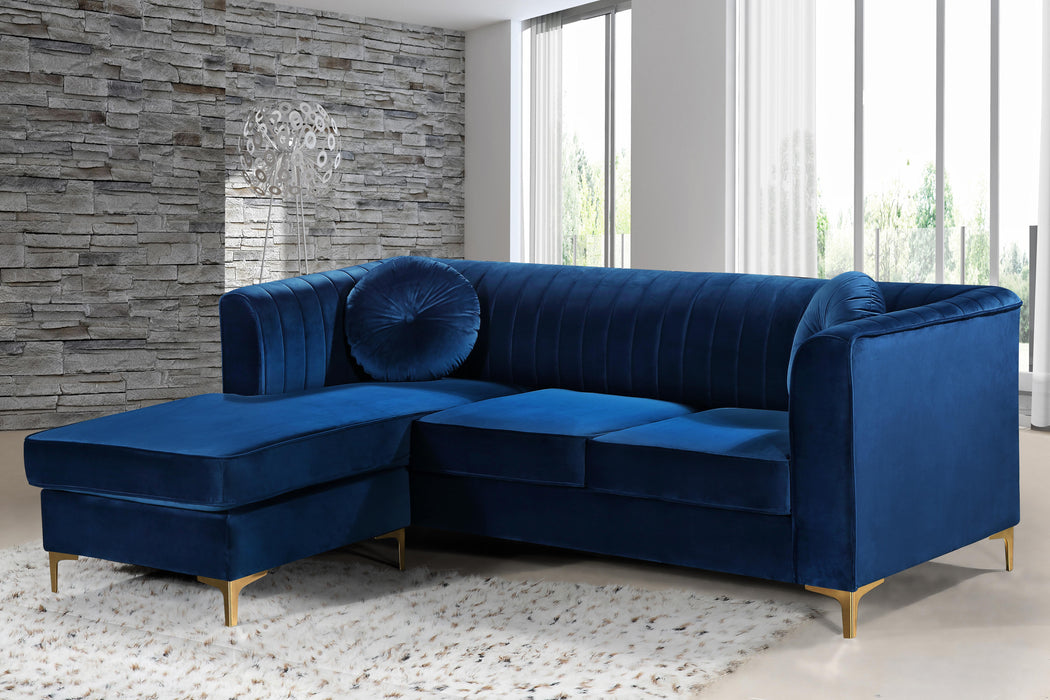 Eliana Navy Velvet 2pc. Reversible Sectional - Just Furniture (PA) - Multi Location