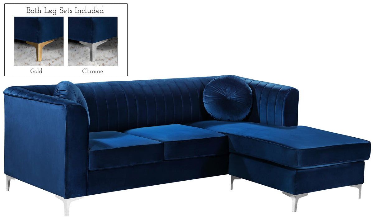 Eliana Navy Velvet 2pc. Reversible Sectional - Just Furniture (PA) - Multi Location