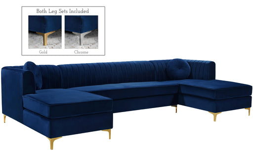Graham Navy Velvet 3pc. Sectional - Just Furniture (PA) - Multi Location
