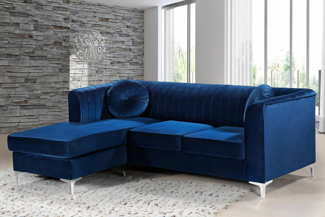 Eliana Navy Velvet 2pc. Reversible Sectional - Just Furniture (PA) - Multi Location