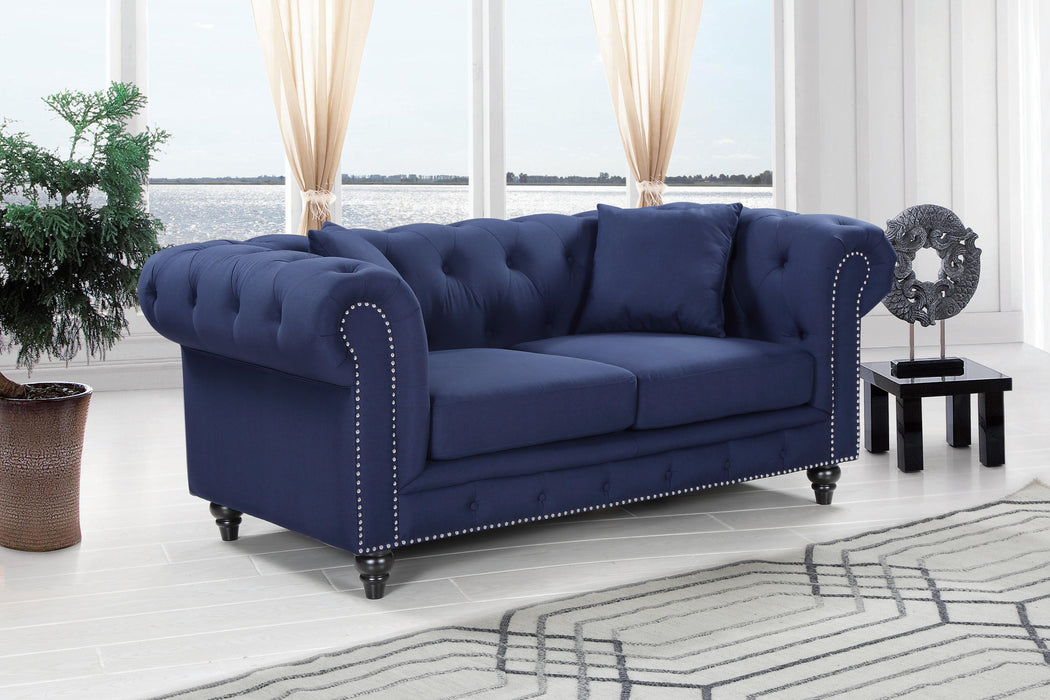 Chesterfield Navy Linen Loveseat - Just Furniture (PA) - Multi Location