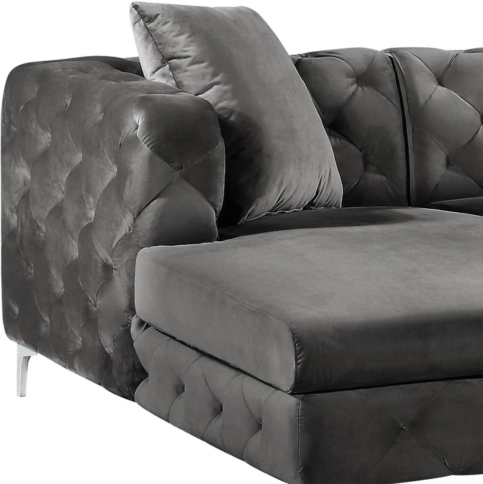 Gail Grey Velvet 3pc. Sectional - Just Furniture (PA) - Multi Location
