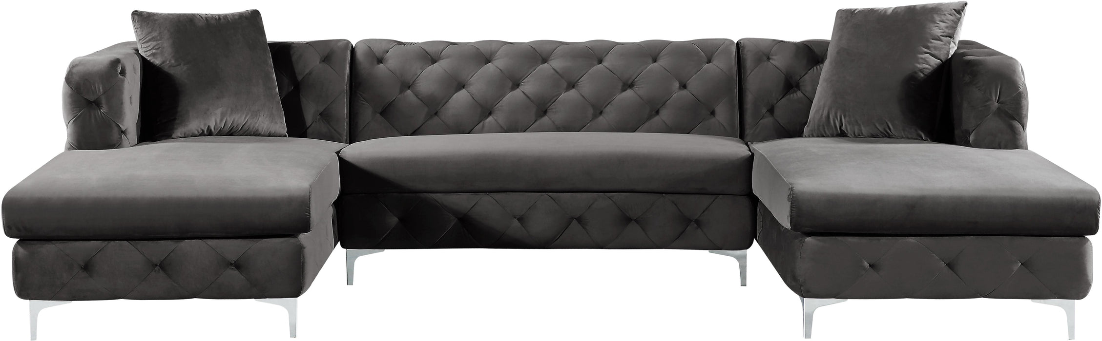 Gail Grey Velvet 3pc. Sectional - Just Furniture (PA) - Multi Location