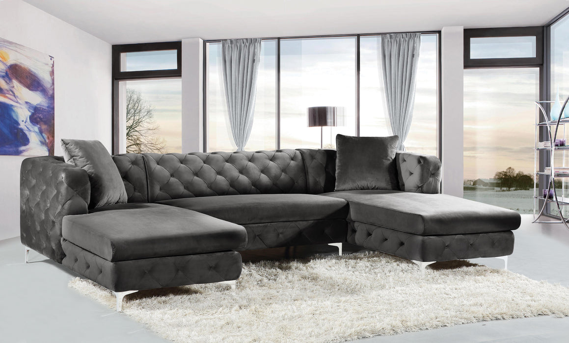 Gail Grey Velvet 3pc. Sectional - Just Furniture (PA) - Multi Location